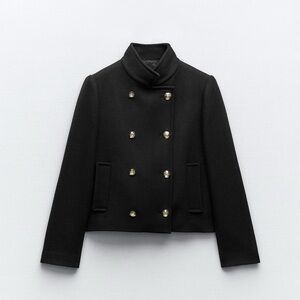 NWT ZARA HIGH COLLAR DOUBLE BREASTED CROPPED COAT